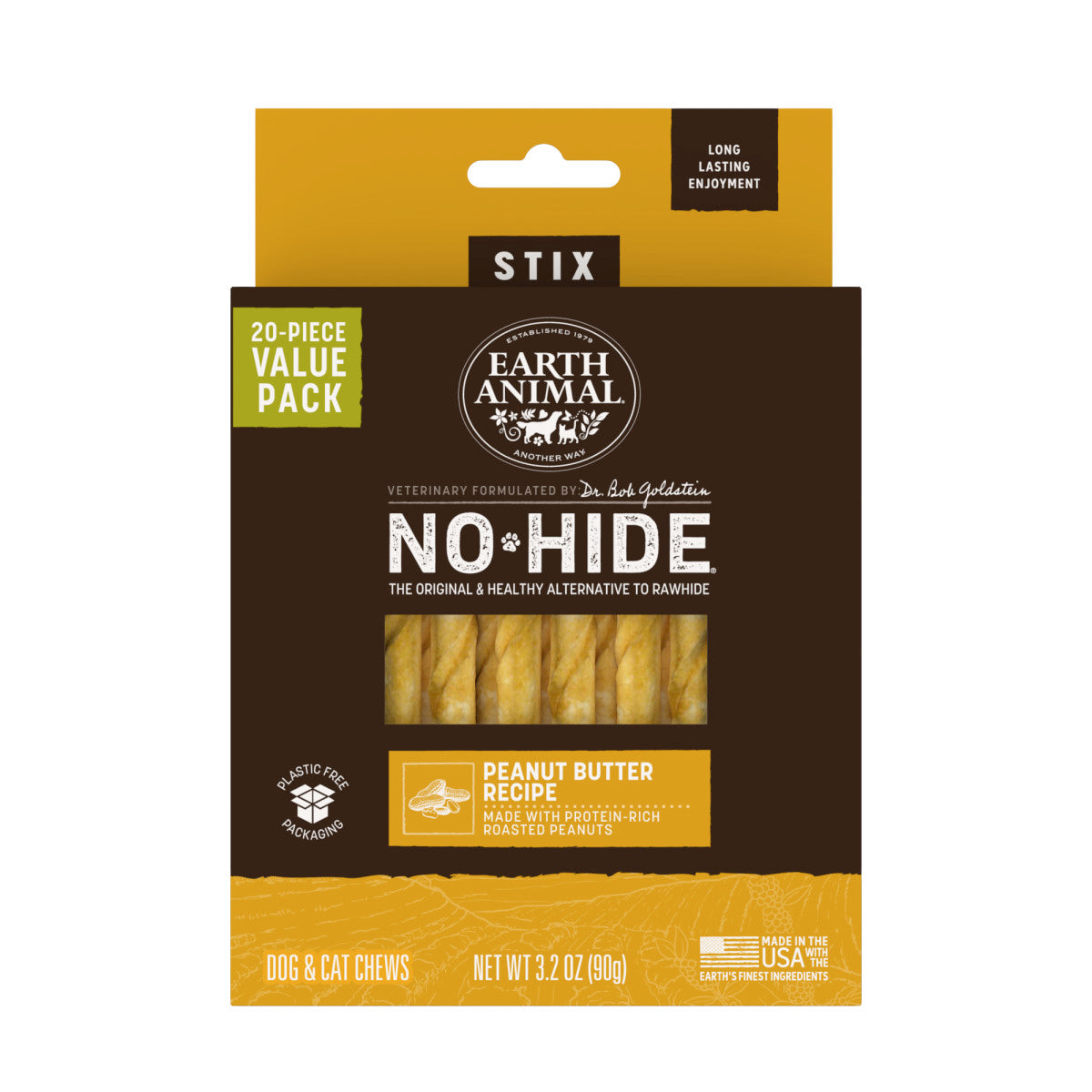 earth-animal-no-hide-peanut-butter-stix-friandise-xs-10-pcs image 1