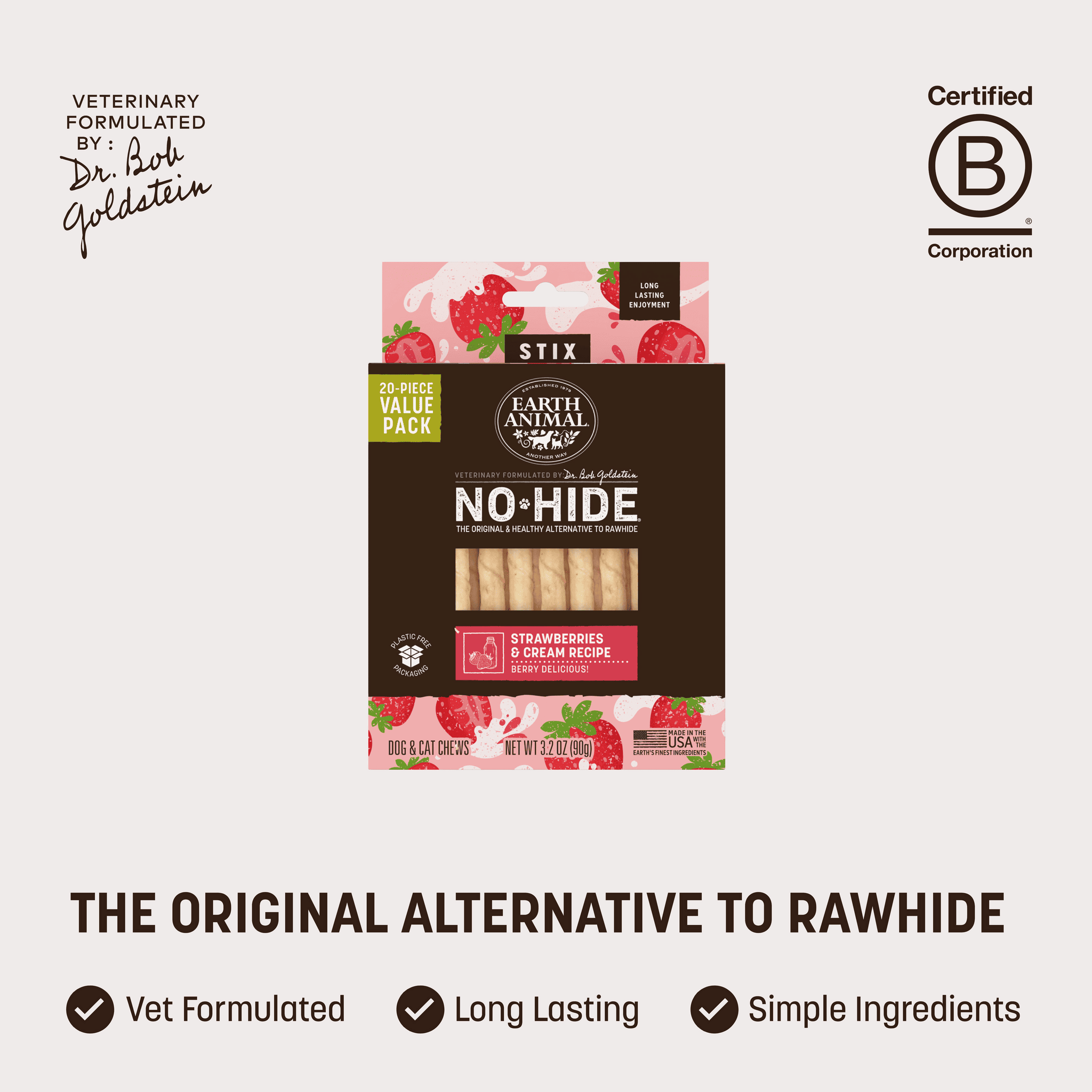 earth-animal-no-hide-stix-fraise-cr-me-xs-lot-20-dents image 2