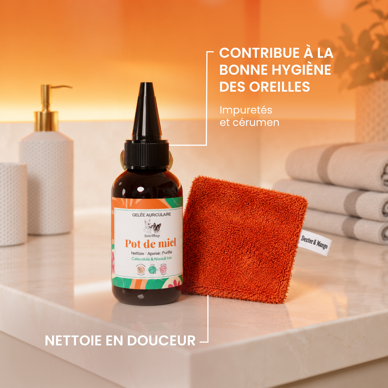 dexter-mango-pot-de-miel-gel-oreille-chien-3-lingettes image 2