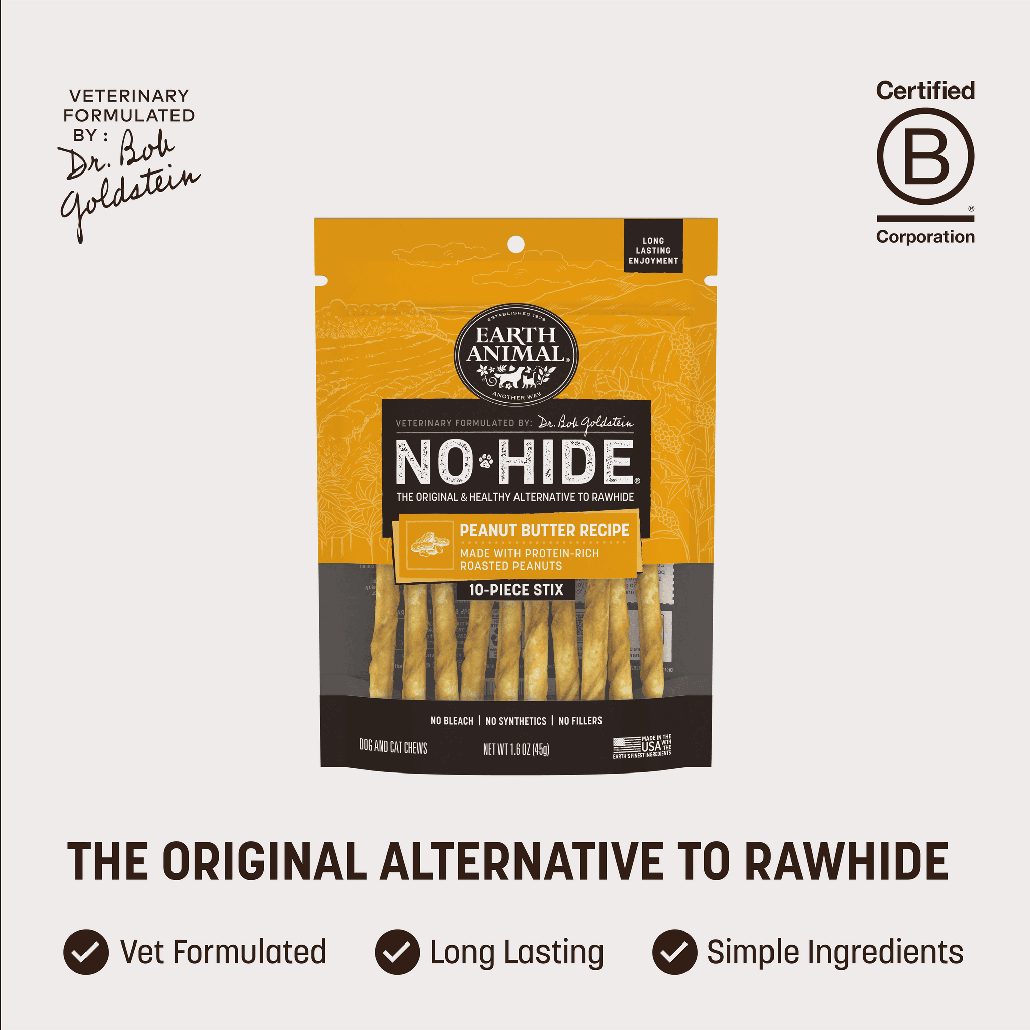 earth-animal-no-hide-peanut-butter-stix-friandise-xs-10-pcs image 2